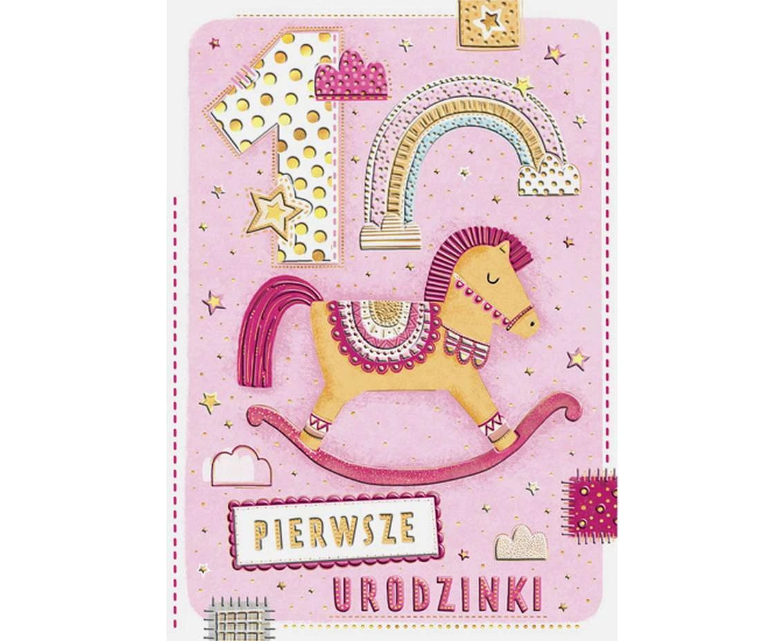 Greeting Card HORSE A5 Pink 1 pc.